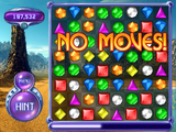 Running out of moves in Bejeweled 2. Note that in this game, the gems fly off the screen when the game ends