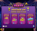 The Party Mode menu, as it appears in the Facebook version of Bejeweled Blitz and with doubled Coin payouts.