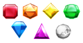 The gems as they appear in the "Lucky Spin" feature.