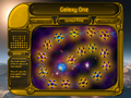 The Galaxy Map in Puzzle mode, with AMBERSCREEN active.